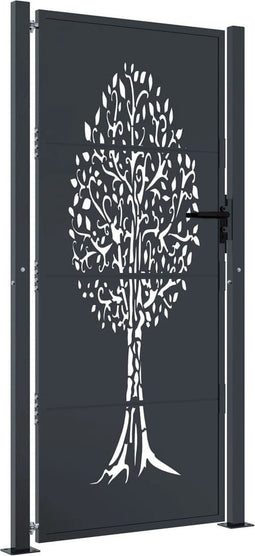 vidaXL - Poort - 105x180 - cm - met - boomontwerp - staal - antracietkleurig