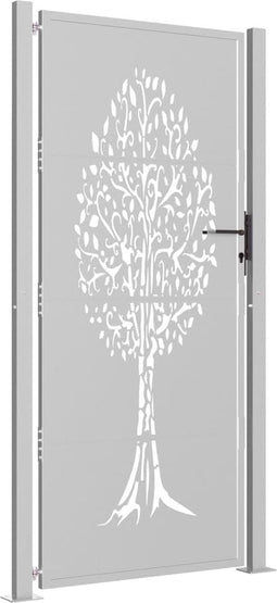 vidaXL - Poort - 105x205 - cm - cortenstaal - boom - ontwerp