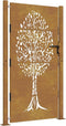 vidaXL - Poort - 105x205 - cm - cortenstaal - boom - ontwerp
