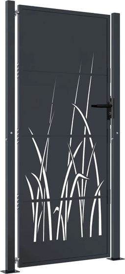 vidaXL - Poort - 105x205 - cm - met - grasontwerp - staal - antracietkleurig