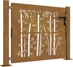 vidaXL - Poort - 105x80 - cm - bamboe-ontwerp - cortenstaal