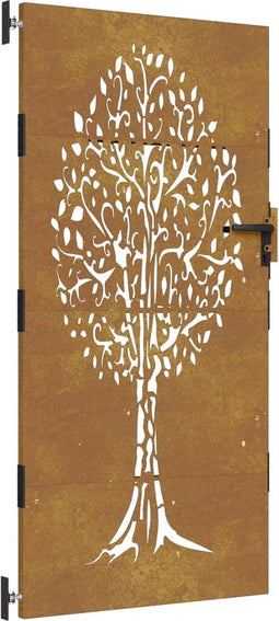 vidaXL - Poort - 85x200 - cm - boomontwerp - cortenstaal