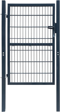 vidaXL - Poort - dubbelstaafmat - (enkel) - 106x210 - cm - antracietgrijs