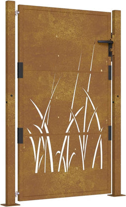 vidaXL - Poort - grasontwerp - 105x130 - cm - cortenstaal