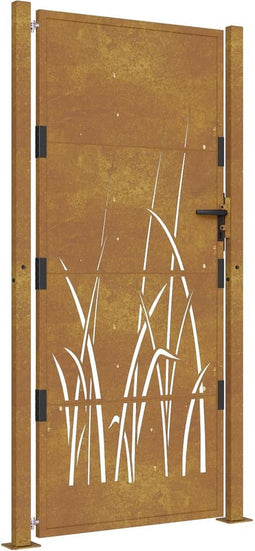 vidaXL - Poort - grasontwerp - 105x180 - cm - cortenstaal