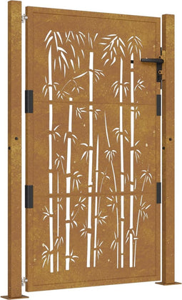 vidaXL - Poort - met - bamboe-ontwerp - 105x130 - cm - cortenstaal