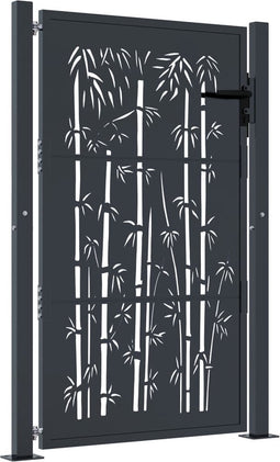 vidaXL - Poort - met - bamboe-ontwerp - 105x155 - cm - staal - antracietkleurig