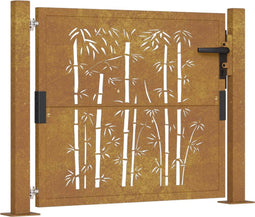 vidaXL - Poort - met - bamboe-ontwerp - 105x80 - cm - cortenstaal