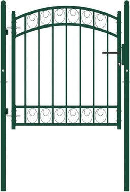 vidaXL - Poort - met - gebogen - bovenkant - 100x100 - cm - staal - groen