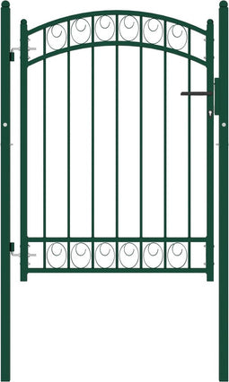 vidaXL - Poort - met - gebogen - bovenkant - 100x125 - cm - staal - groen