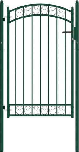vidaXL - Poort - met - gebogen - bovenkant - 100x150 - cm - staal - groen