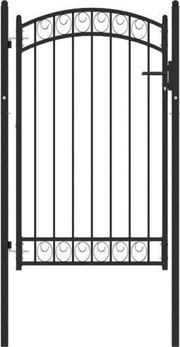 vidaXL - Poort - met - gebogen - bovenkant - 100x150 - cm - staal - zwart