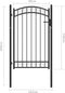 vidaXL - Poort - met - gebogen - bovenkant - 100x150 - cm - staal - zwart