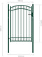 vidaXL - Poort - met - gebogen - bovenkant - 100x150 - cm - staal - groen