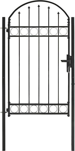 vidaXL - Poort - met - gebogen - bovenkant - 100x175 - cm - staal - zwart