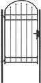 vidaXL - Poort - met - gebogen - bovenkant - 100x175 - cm - staal - zwart