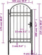 vidaXL - Poort - met - gebogen - bovenkant - 100x175 - cm - staal - zwart