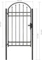 vidaXL - Poort - met - gebogen - bovenkant - 100x175 - cm - staal - zwart
