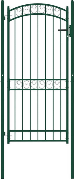 vidaXL - Poort - met - gebogen - bovenkant - 100x200 - cm - staal - groen