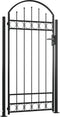 vidaXL - Poort - met - gebogen - bovenkant - en - 2 - palen - 105x204 - cm - zwart