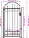 vidaXL - Poort - met - gebogen - bovenkant - en - 2 - palen - 105x204 - cm - zwart