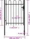 vidaXL - Poort - met - gebogen - bovenkant - enkel - 1x1,2 - m - staal - zwart