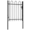 vidaXL - Poort - met - gebogen - bovenkant - enkel - 1x1,2 - m - staal - zwart