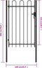 vidaXL - Poort - met - gebogen - bovenkant - enkel - 1x1,5 - m - staal - zwart