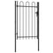 vidaXL - Poort - met - gebogen - bovenkant - enkel - 1x1,5 - m - staal - zwart
