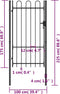 vidaXL - Poort - met - gebogen - bovenkant - enkel - 1x1,75 - m - staal - zwart