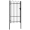 vidaXL - Poort - met - gebogen - bovenkant - enkel - 1x1,75 - m - staal - zwart