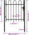 vidaXL - Poort - met - gebogen - bovenkant - enkel - 1x1 - m - staal - zwart