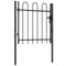 vidaXL - Poort - met - gebogen - bovenkant - enkel - 1x1 - m - staal - zwart