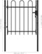 vidaXL - Poort - met - gebogen - bovenkant - enkel - 1x1 - m - staal - zwart
