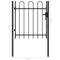 vidaXL - Poort - met - gebogen - bovenkant - enkel - 1x1 - m - staal - zwart