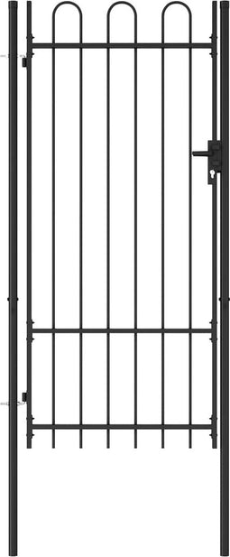 vidaXL - Poort - met - gebogen - bovenkant - enkel - 1x2 - m - staal - zwart