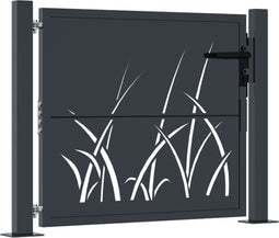 vidaXL - Poort - met - grasontwerp - 105x80 - cm - staal - antracietkleurig