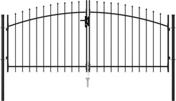 vidaXL - Poort - met - puntige - bovenkant - dubbel - 3x1,25 - m - staal - zwart