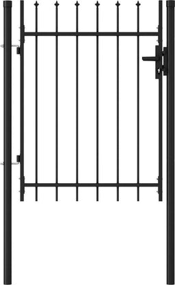 vidaXL - Poort - met - puntige - bovenkant - enkel - 1x1,2 - m - staal - zwart