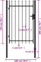 vidaXL - Poort - met - puntige - bovenkant - enkel - 1x1,5 - m - staal - zwart