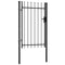 vidaXL - Poort - met - puntige - bovenkant - enkel - 1x1,5 - m - staal - zwart