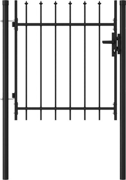 vidaXL - Poort - met - puntige - bovenkant - enkel - 1x1 - m - staal - zwart