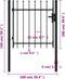 vidaXL - Poort - met - puntige - bovenkant - enkel - 1x1 - m - staal - zwart
