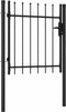 vidaXL - Poort - met - puntige - bovenkant - enkel - 1x1 - m - staal - zwart