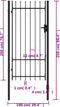 vidaXL - Poort - met - puntige - bovenkant - enkel - 1x2 - m - staal - zwart