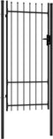 vidaXL - Poort - met - puntige - bovenkant - enkel - 1x2 - m - staal - zwart