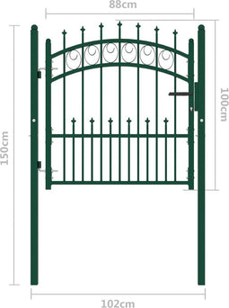 vidaXL - Poort - met - speerpunten - 100x175 - cm - staal - zwart
