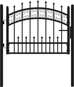 vidaXL - Poort - met - spijlpunten - 103x120 - cm - gepoedercoat - staal - zwart