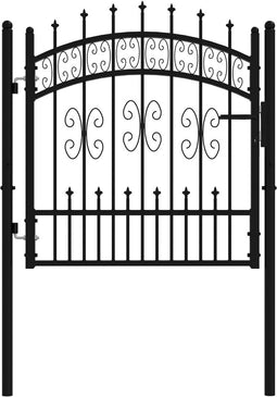 vidaXL - Poort - met - spijlpunten - 103x150 - cm - gepoedercoat - staal - zwart