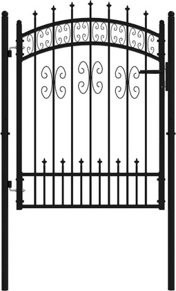 vidaXL - Poort - met - spijlpunten - 103x175 - cm - gepoedercoat - staal - zwart